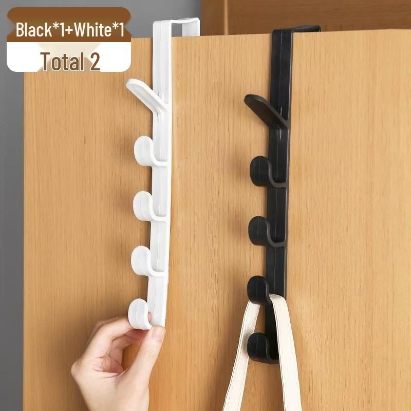 Over-Door Vertical Hooks Clothes & Hat Rack, No-Drill Installation for Bedroom/Dorm Use