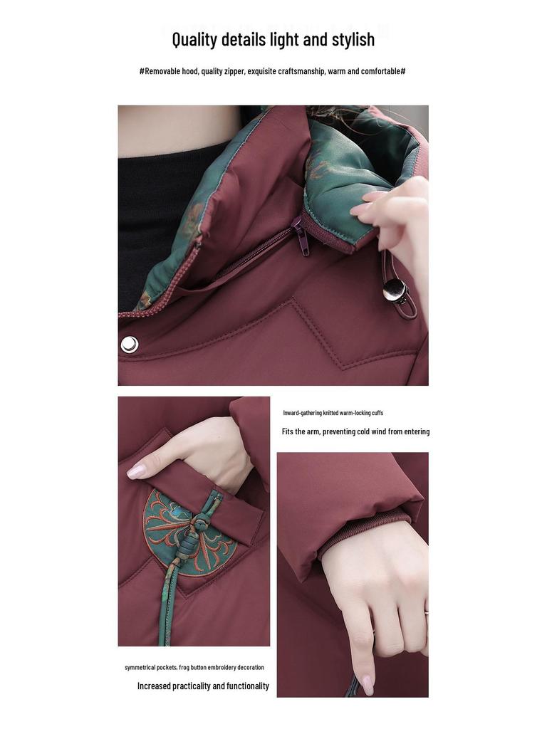 2024 Winter Women's Short Hooded Down Cotton Coat for Middle-Aged & Elderly