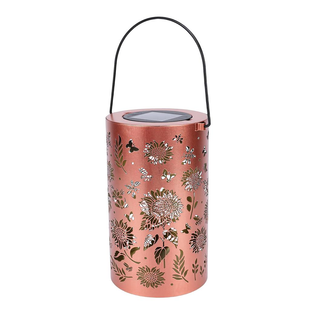 Solar Hollowed Out Hanging Light Metal Sunflower Hanging Solar Lantern for Garden Patio Yard