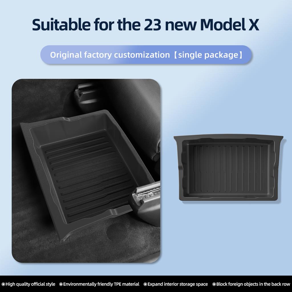 for Tesla Model X 2025 2025 Under Seat Storage Box Drawer Type TPE Car Tray Organizer Tidying Accessories
