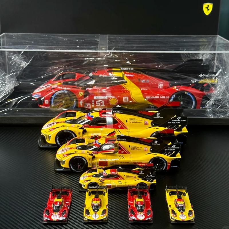 New In Stock Bburago 1:64 Ferrari 2025 499p #83 #51 24h Le Mans Alloy Luxury Vehicle Die-Casting Car Model Customized Toys Gifts