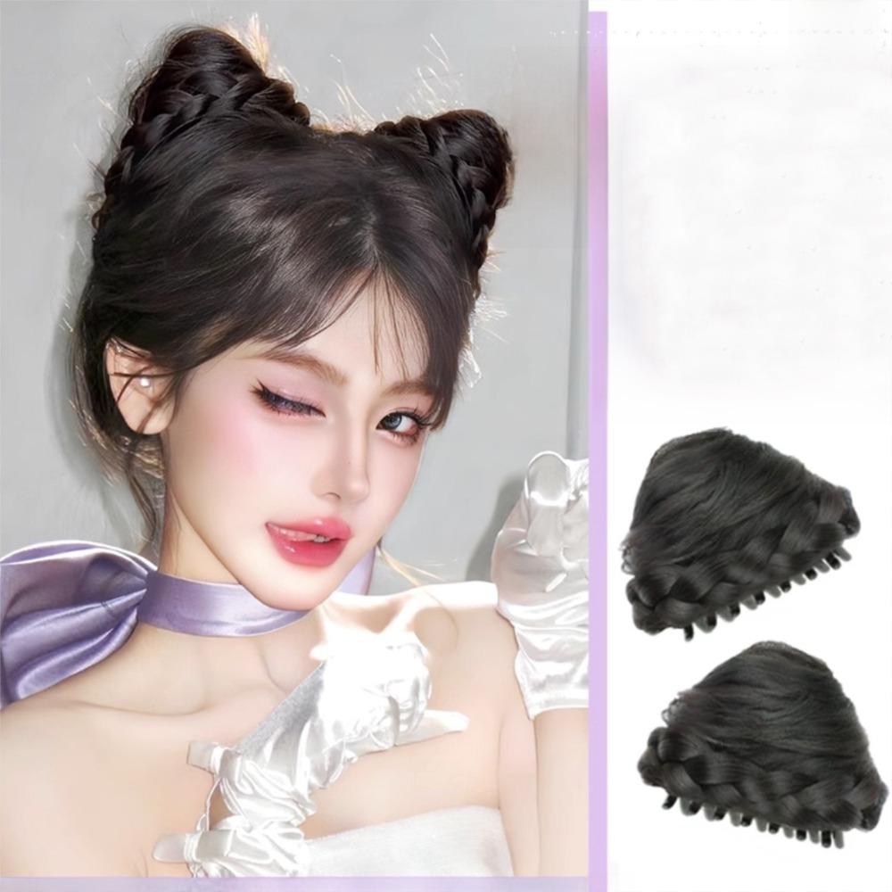 Natural Cat Ear Wig Bag Fluffy Cat's Ear Hair Bun Fashion Bun Head Wig Hair Accessories