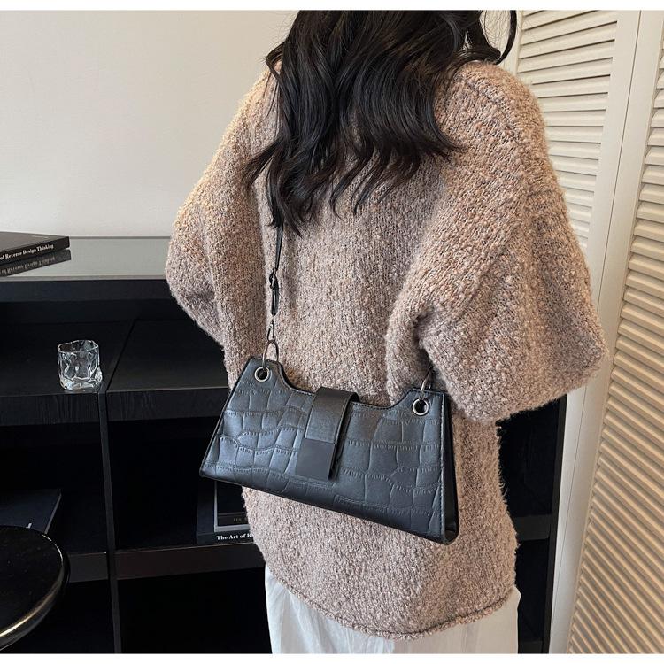 2025 Summer Popular High-end Fashion Niche Design Bag Single Shoulder Trend Crossbody Underarm Crocodile Pattern Retro Bag