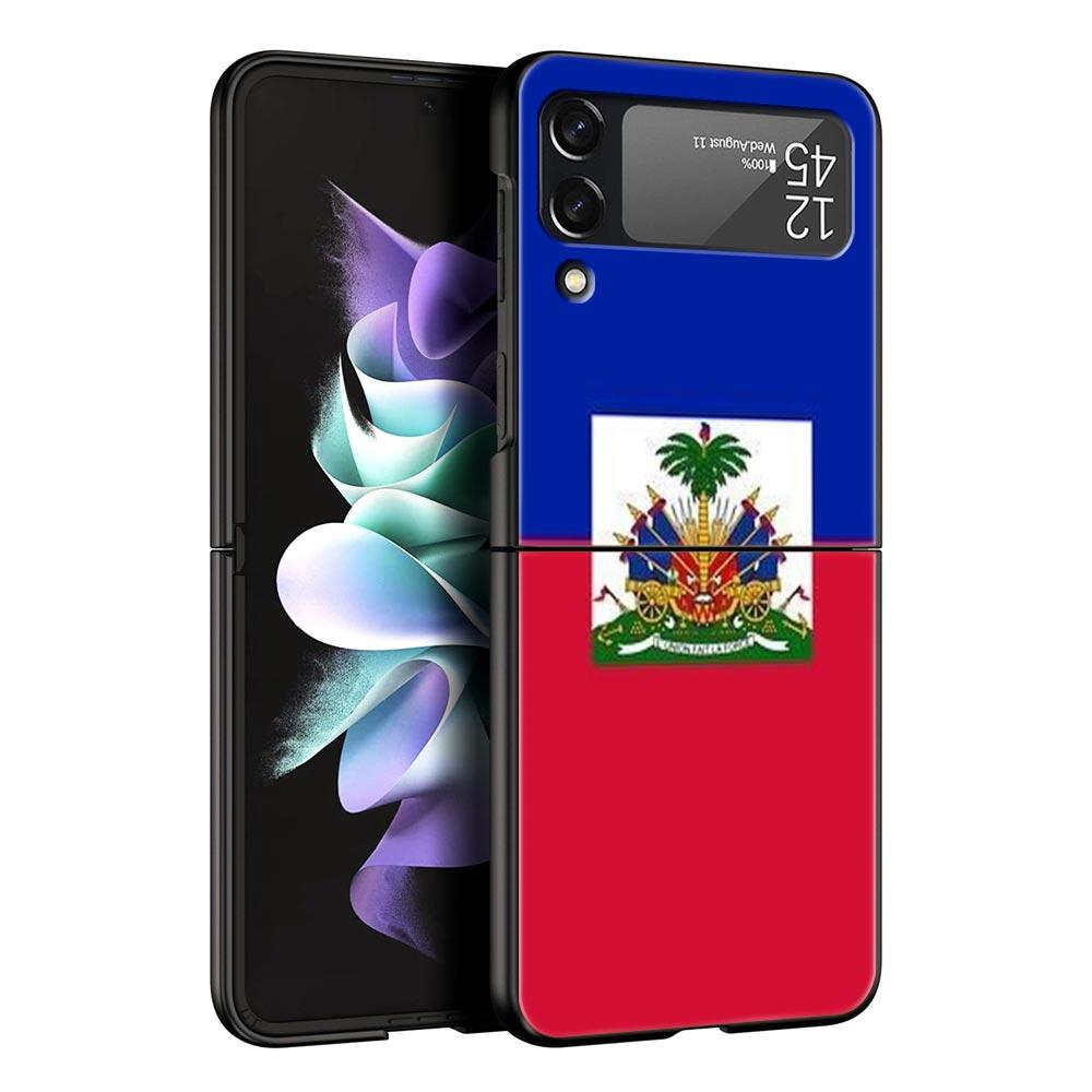 

Vintage Haiti Haitian Flag Phone Case For Samsung Galaxy Z Flip3 Flip4 Flip5 Case Shell For Z Flip 3 4 5 6 Hard Folding Cover Galaxy Z Flip 5