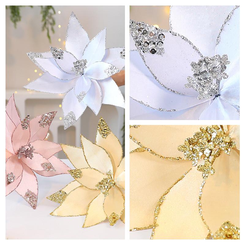 Floral Christmas Arrangement Faux Fabric Flowers Holiday Home Party Decoration