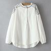 Autumn Tops, Western Style Fashion, Cotton and Linen Embroidered Small Shirts, Plus Fat Plus Size Pullover Shirts