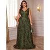 European and American Plus-Size Formal Dress, Deep V-Neck Sexy Long Dress, Slim-Fit Mermaid Bridesmaid Evening Gown