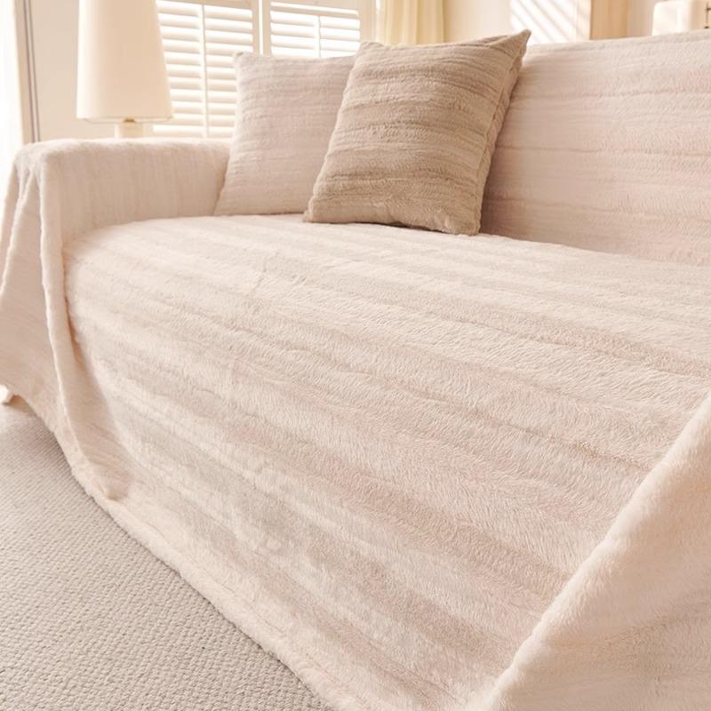 

Плюшевый чехол на диван с кроликом, ткань-полотенце, осень и зима 2025, новый утолщенный высококачественный полностью закрывающий противоскользящий диванный чехол, одеяло-полотенце 180*130cm