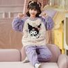 Girls Winter Coral Fleece Pajama Set Cartoon Animal Print Thick Warm Sleepwear Ages 8