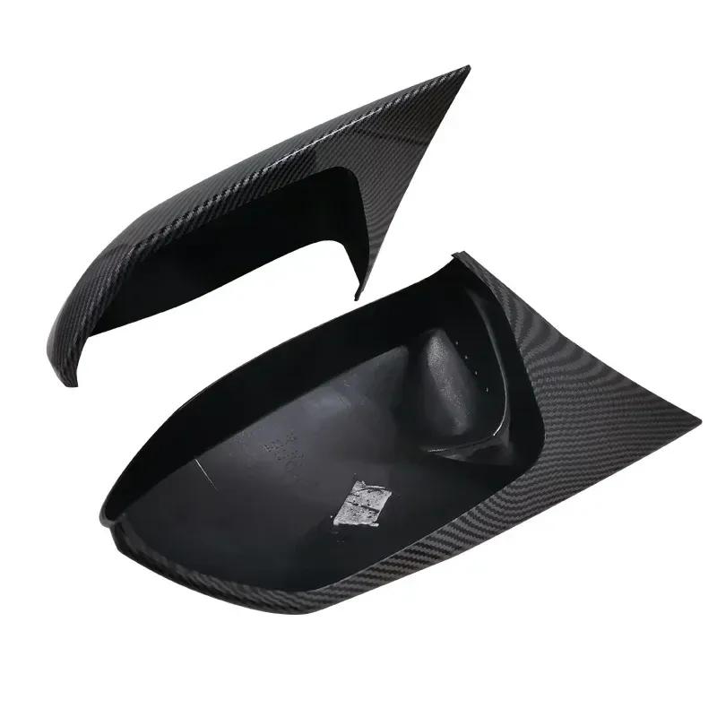 For Toyota Corolla   2pcs facelifted Excellent modified Rearview Bright black Carbon Fiber Pattern Mirror Cover caps