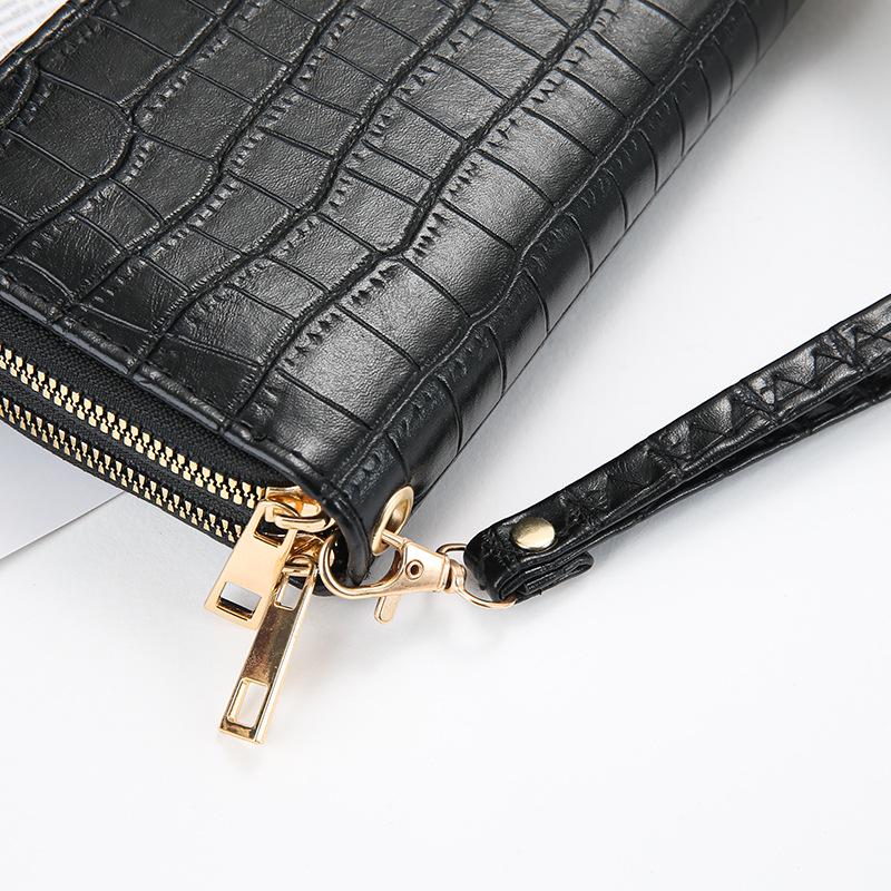 Women's Crocodile Pattern Double Zipper Clutch Wallet - 2025 European & American Fashion Style.