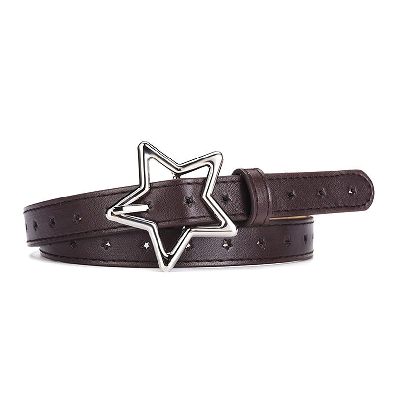 Pu Leather Pentagram Buckle Waistband Elegant Waistbands For Women Girls Sweet Dress Pants Decoration Waist Belt
