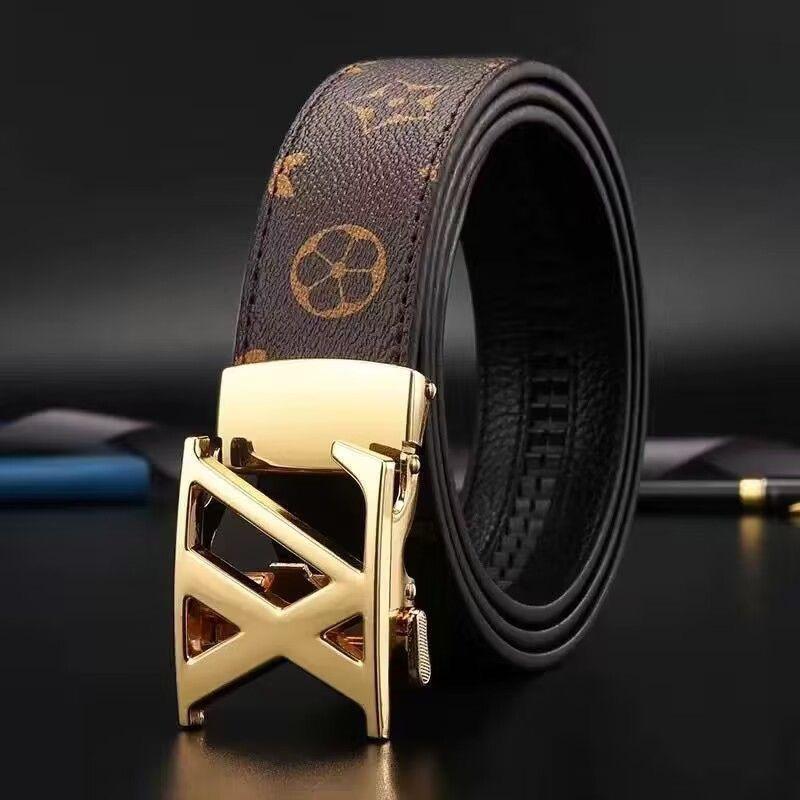 Men's Printed Graffiti Plaid Cowhide Belt with Automatic Buckle - XL Business Casual