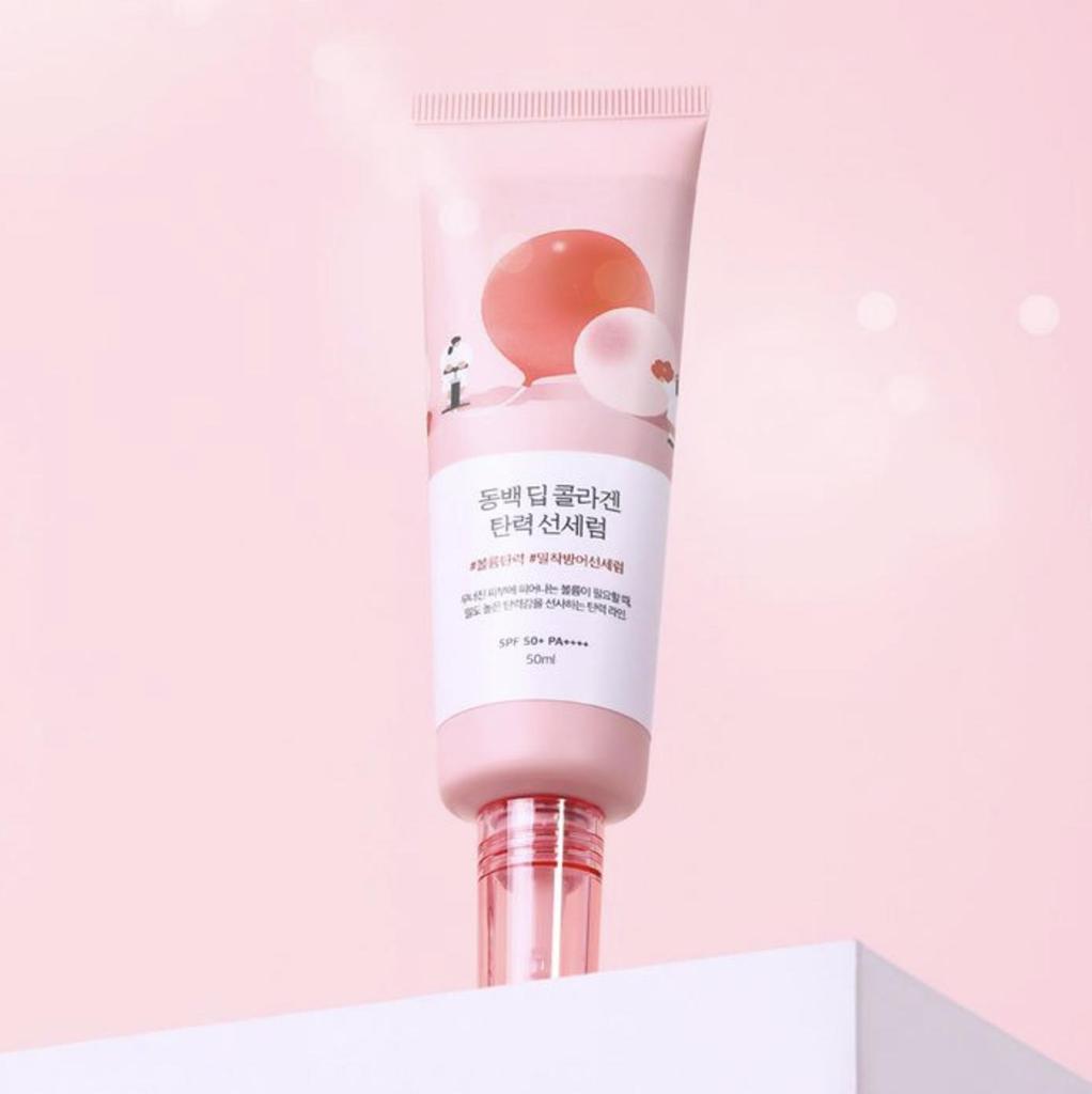 Roundlab Dongbaek Deep Collagen Sun Serum, 50ml - Sun Protection + Collagen Care In One. Lightweight, Dewy Finish. SPF50+ PA++++