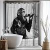 1Pc Funny Singing Chimpanzee Shower Curtain - Modern Fashion Polyester Bathroom Decor With 12 Hooks