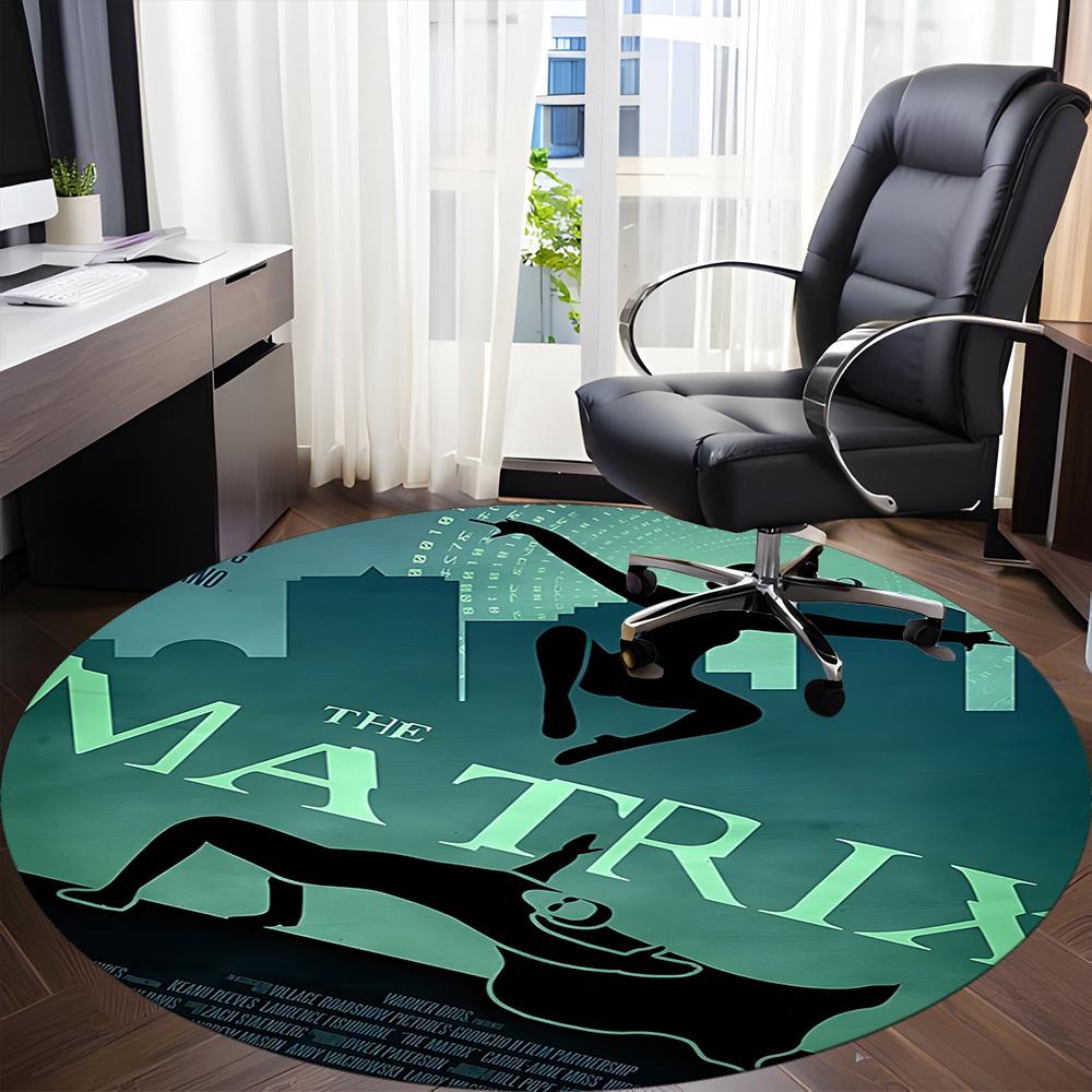 1pc The Matrix Office Round Area Rug, Under Office Chairs Bedroom Living Room Home Decor, Room Deco, Available In Various Sizes