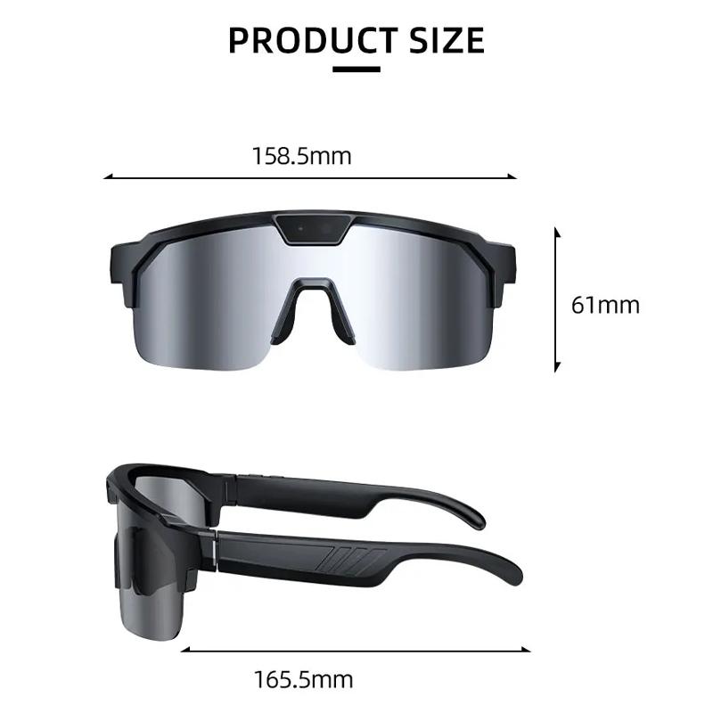 Outdoor Smart Glasses 1200P HD Camera 8MP Sensor 30MP Photo WiFi Sync Bluetooth 5.3 Audio Sunglasses Anti-shake Dual Mic ENC Mic