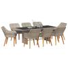 vidaXL Garden Dining Set 9 Pcs Light Grey Poly Rattan