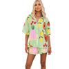 New Casual Women's Shorts Two-piece Set of Versatile Printed Cardigan Shirt