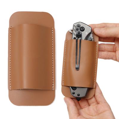 Belt Knife Sheath Faux Leather Pocket Folding Knives Holster Horizontal Knife Pouch Multitool Case for Men Hiking Fishing Camping