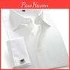 Long Sleeve Size Plus Mens White French Cufflinks Business Shirt