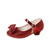 Girls Glitter Bow High Heel Princess Shoes Kids Party Crystal Performance Dress