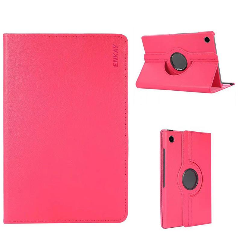 

For Samsung Galaxy Tab A9 Tablet Case ENKAY HAT PRINCE Litchi Texture PU Leather Cover Stand Rose Red