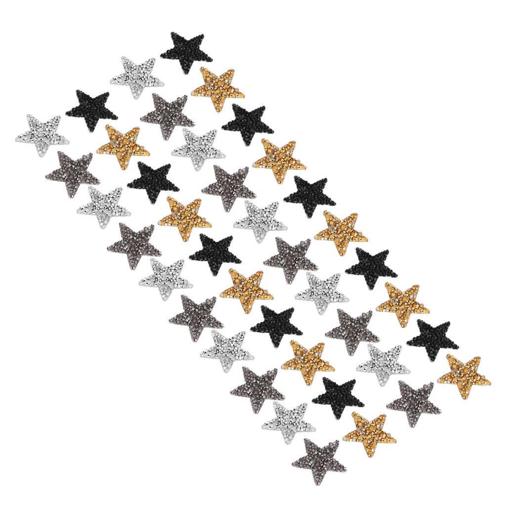 40Pcs Iron On Patches Rhinestones Star Pattern Delicate Decorative Cloth Patches 4 X 4cm