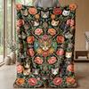Floral Cats Tree Artwork Theme blanket Lightweight Warm Flannel Blanket Decorative Throw Blanket for Home Decoration