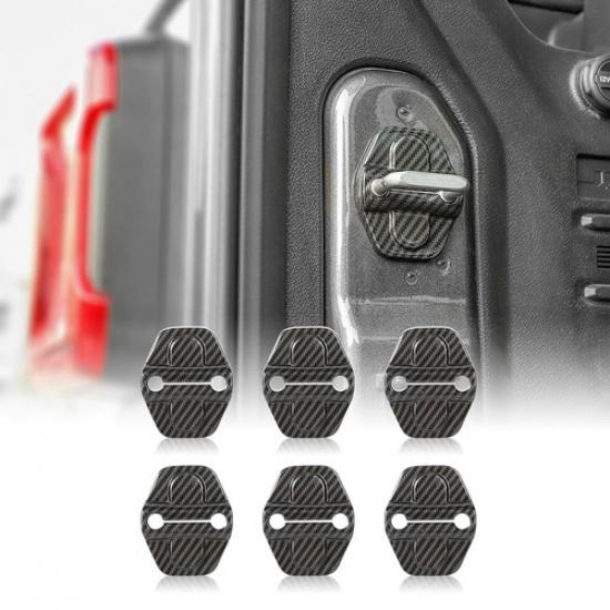 Carbon Fiber ABS Lock Covers Protector Trim for 18-21 Jeep Wrangler JL JLU JT 6X