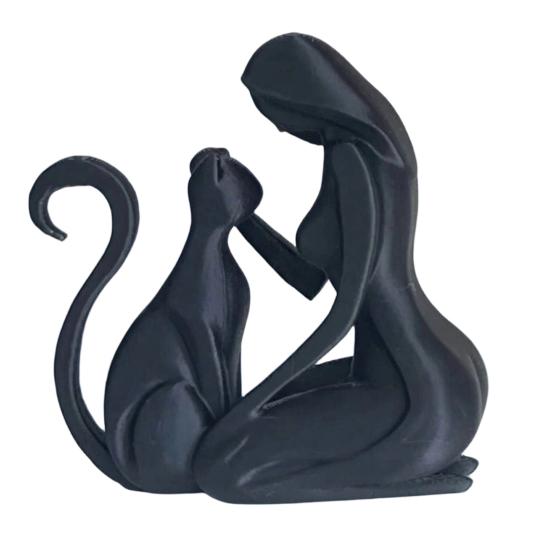 3D Printed Sculpture Woman Shape Matte And Cat Finish