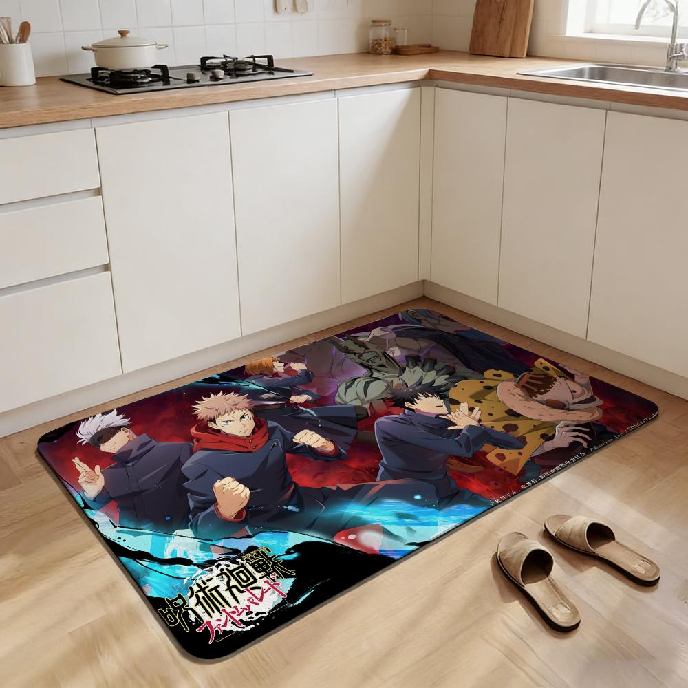 Cartoon Jujutsu Kaisen Floor Mat Non-slip Quick-dry Diatomaceous Earth Bath Mat, Absorbent Doormat