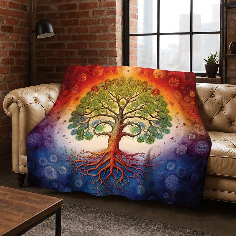 Tree of Life Nordic Mythology Yggdrasil Nature cartoon Flannel Blanket Soft Throw Blanket for Bedroom Living Room Bed Travel kid 75x90cm