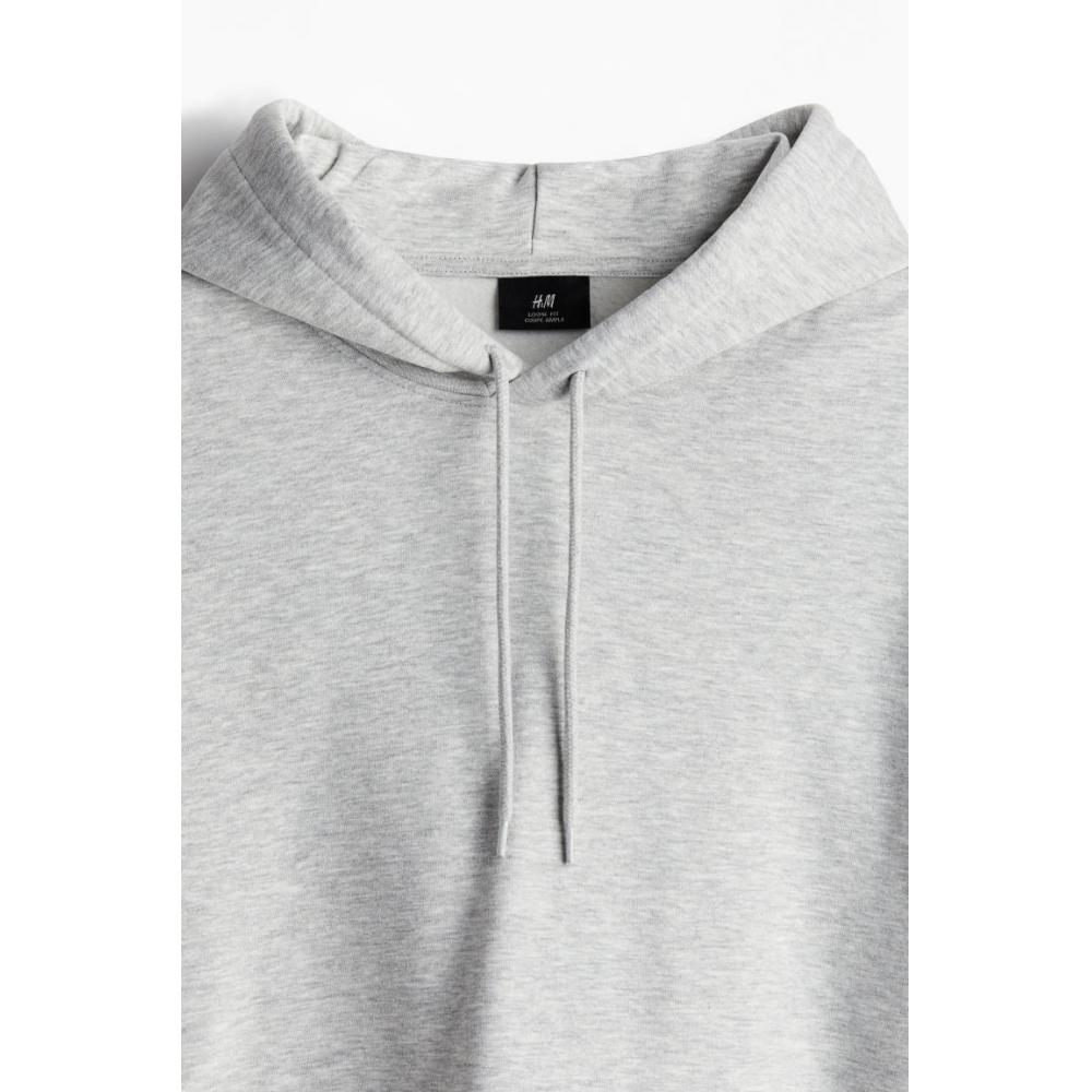 H M Loose Fit Hoodie ligHt Grey Melange