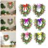 Guirlanda de Coração com Laço e Flores Gipsofila Artificial para Decoração de Celebração de Feriado em Porta da Frente, Janela, Interior e Exterior
