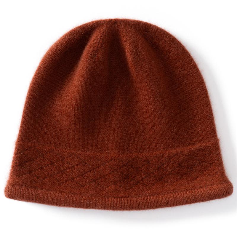 % Pure Cashmere Knitted Hat Versatile Cold-proof Autumn and Winter Hat Wool Hat Pullover Knitted Hat