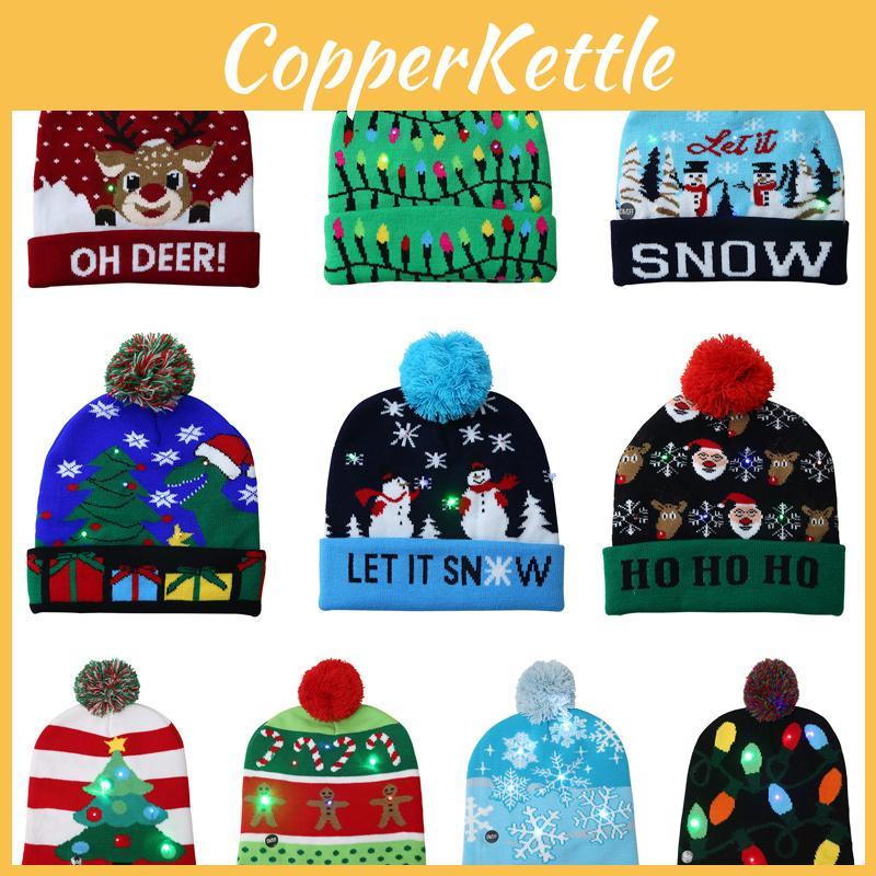 Soft And Stretchable Winter Warm Knit Beanie With Built-in Led Christmas Lights