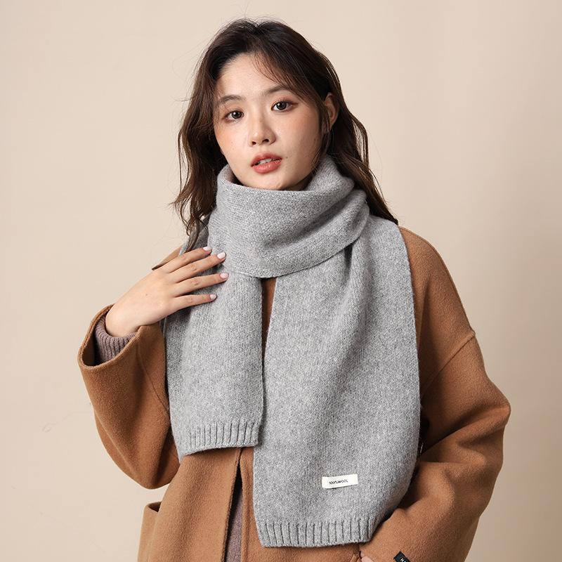 Full wool 100 pure wool scarf women's winter scarf to keep warm, high-end knitted scarf gift bag birthday gift