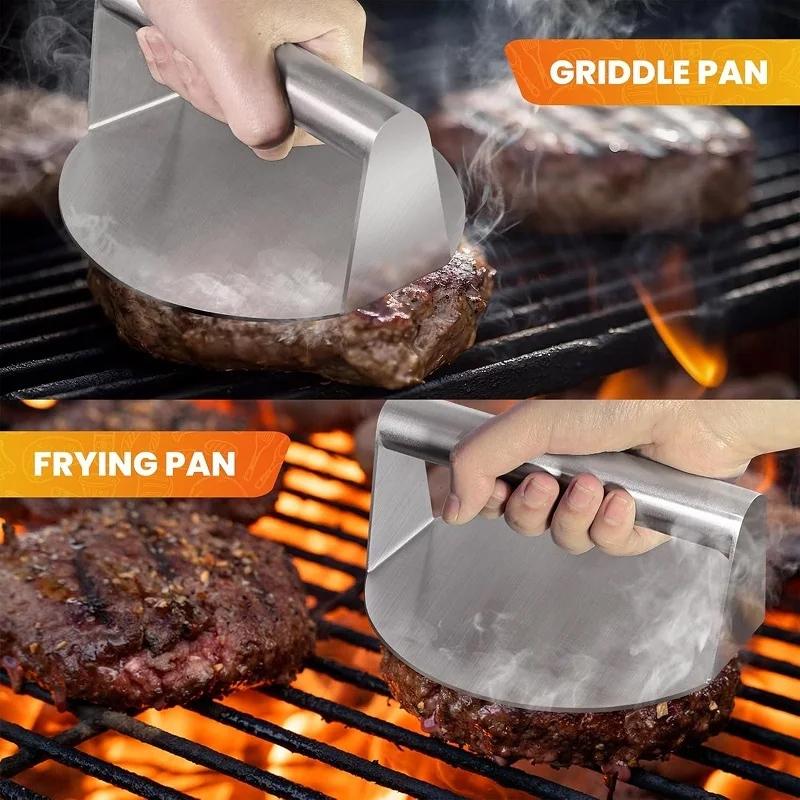 Stainless Steel Smash Burger Press with Handle Circular Meat Press Mold Hamburger Pressing Tool Kitchen Accessories Household