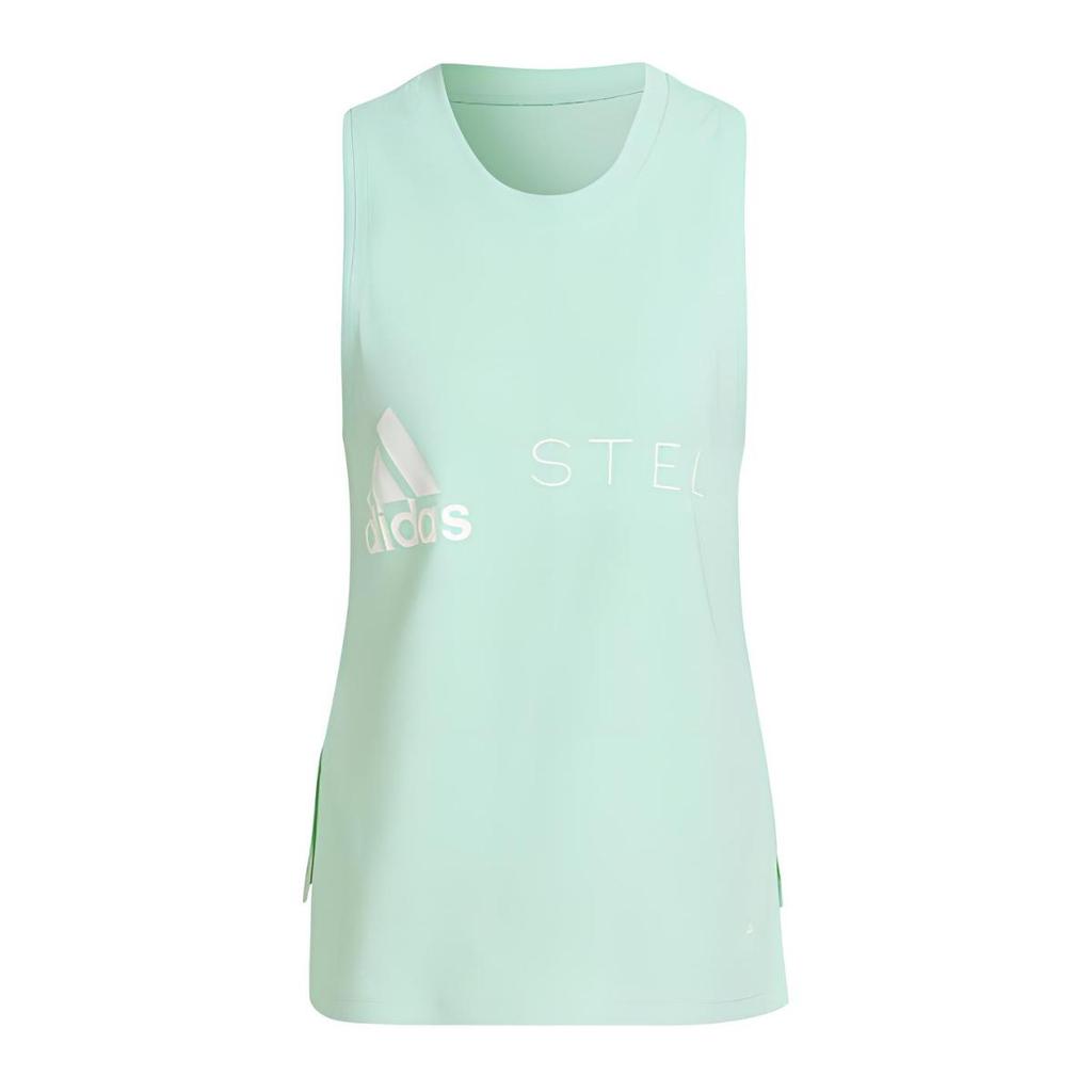 Adidas X Stella Mccartney Co-Branded Solid Color Logo Print Tank Top, Women Frozen Green Breathable Sports Tops HD9130