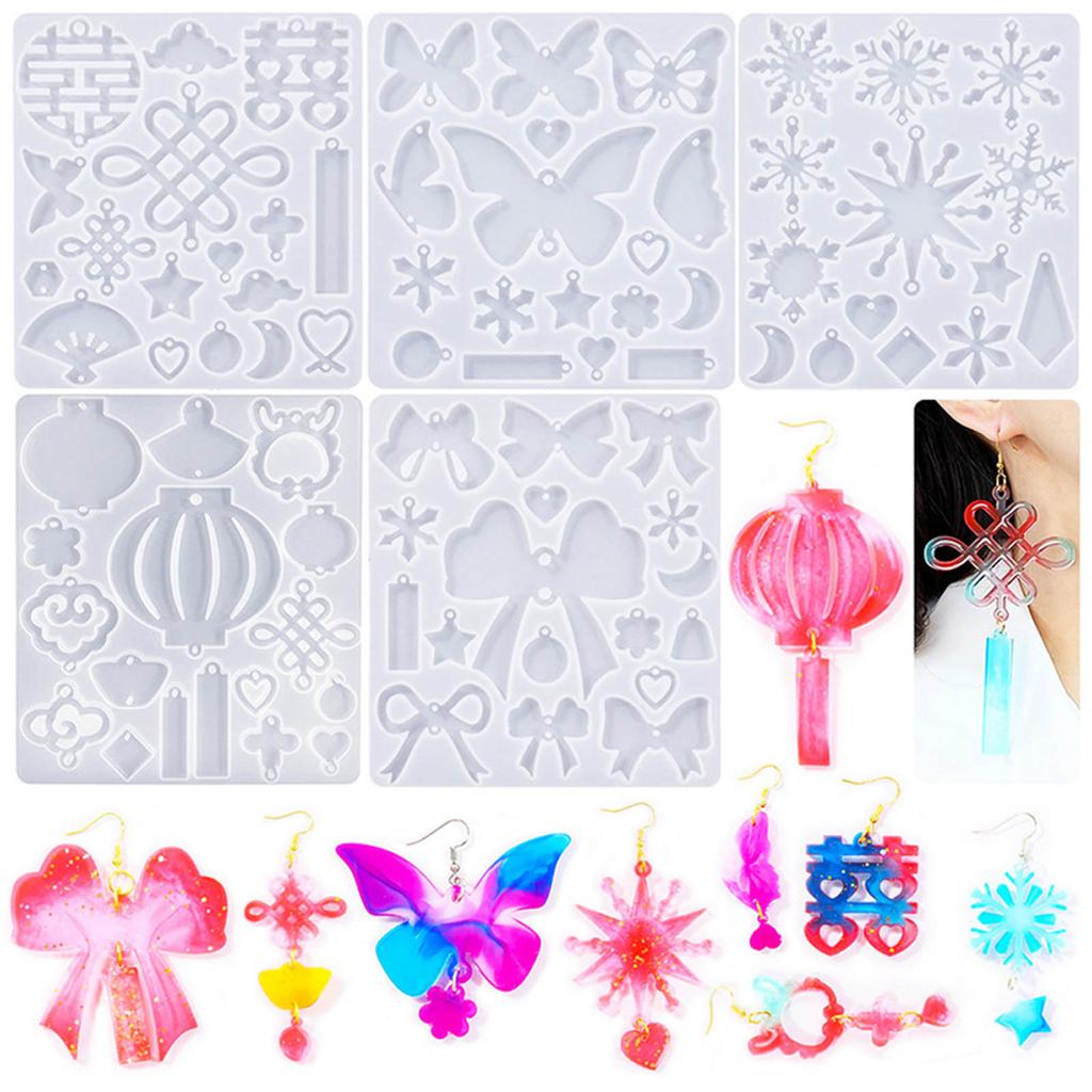 Chinese Earrings Silicone Mold Epoxy Resin Molds DIY Craft Bowknot Butterfly Ornament Pendant Keychain Jewelry Making
