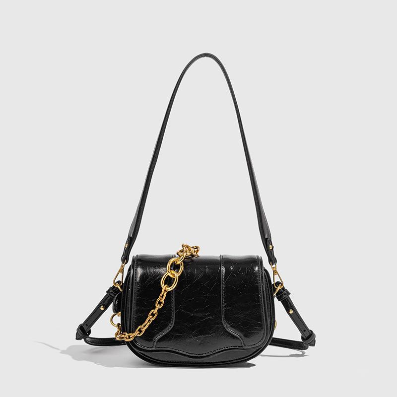 

Women s Mini Chain Bag New Vintage Crossbody Saddle Bag Luxury Design Flap Bags Solid Color Shoulder Handbag for Ladie чёрный