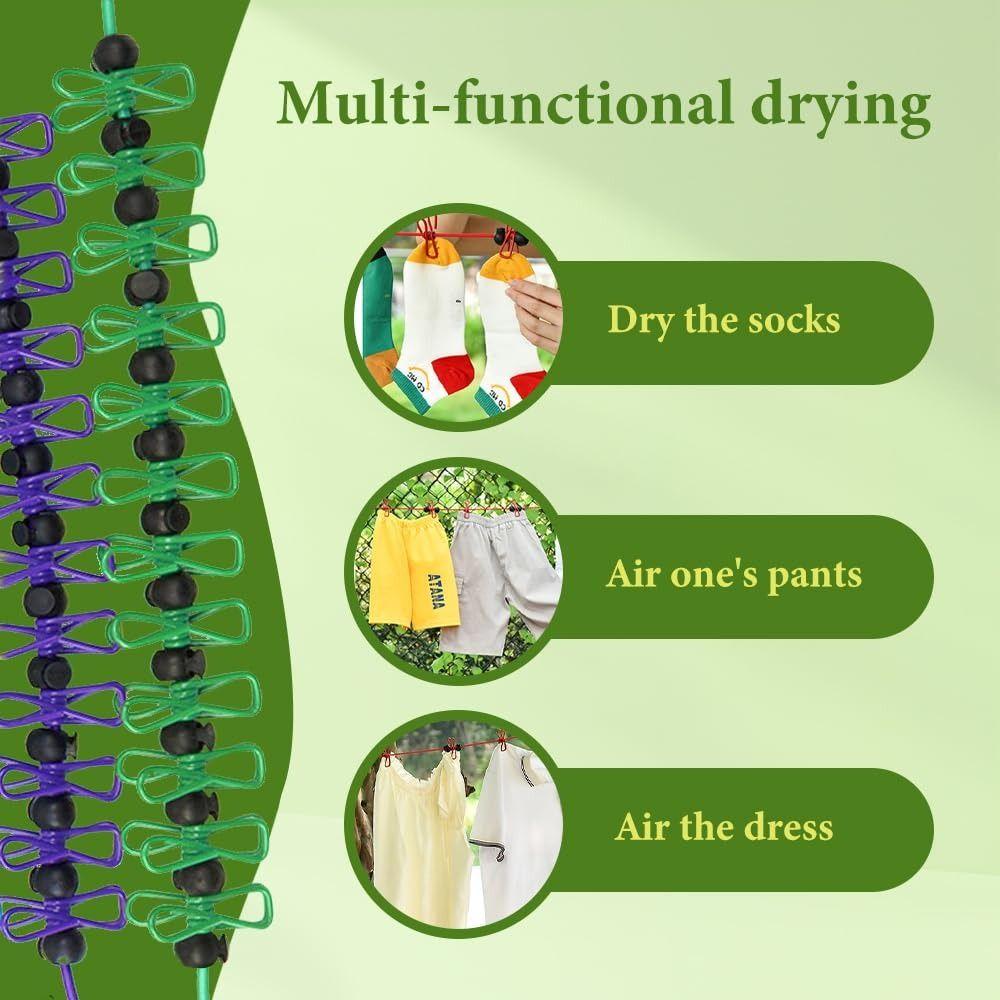 With 12 Clothespins Outdoor Clothesline Windproof Non-Slip Clotheslines  Outdoor Travel Camping