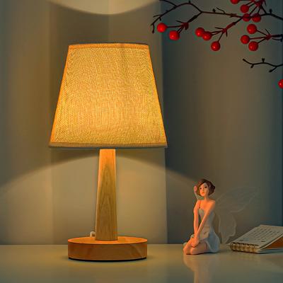 Nordic Desk Lamp USB Powered Bedside Table Lamp Fabric Shade For Farmhouse Bedroom Living Room Dormitory Home Nature Wooden Lamp