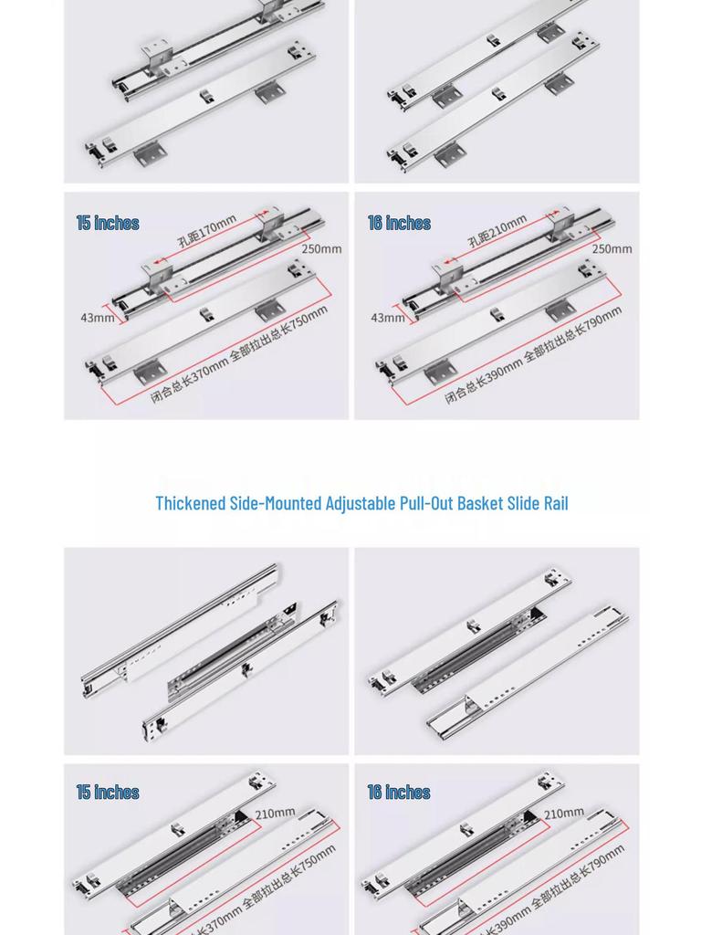 Adjustable Kitchen Drawer Slide: Three-Section Pull-Out Basket Rail for Cabinets