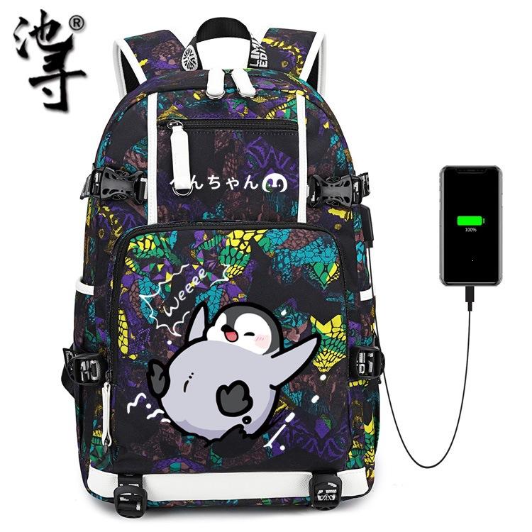 Gray Penguin Emoji Peripheral Backpack Elementary