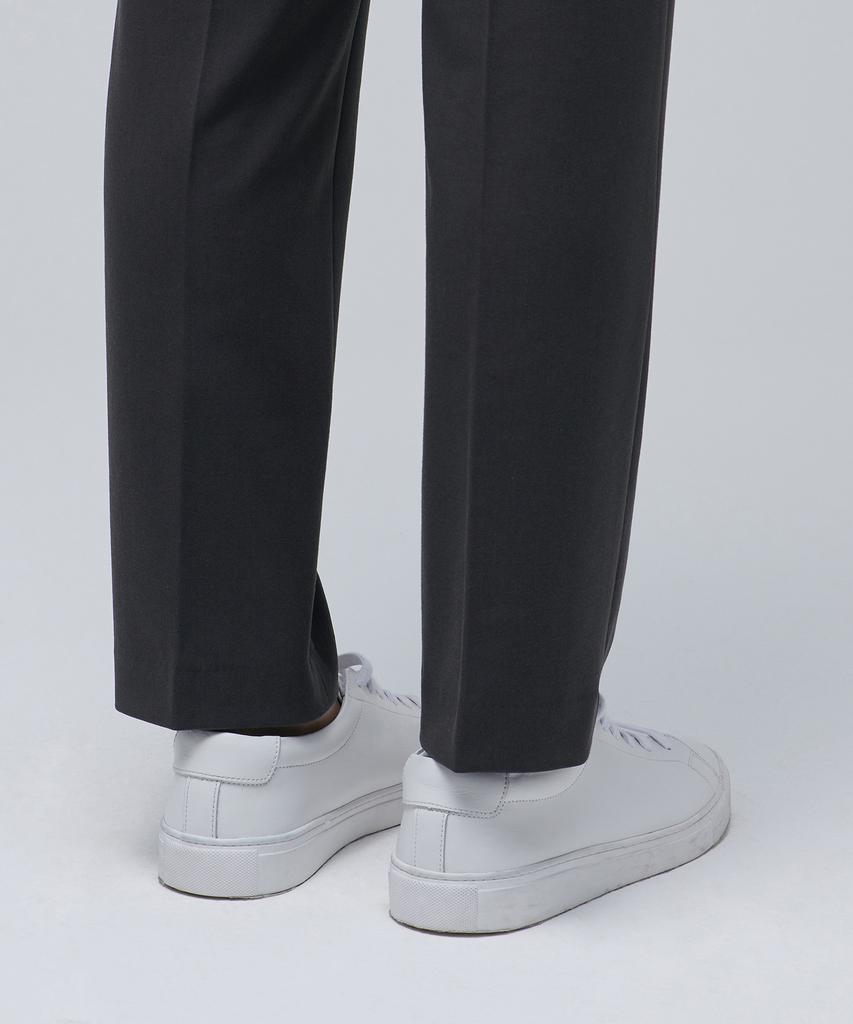 MUSINSA STANDARD Relaxed Tapered Hidden Banding Crop Slacks [Dark Gray]
