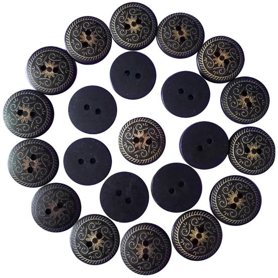 50 Adet 18mm Yuvarlak Ahşap Iki Delik Düğmeler Çiçek Oyma Zanaat Dikiş Aksesuarları