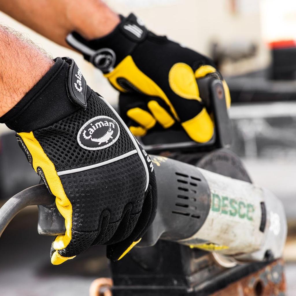 Caiman Yellow Pig Grain GGrip Gloves Multi-Activity (Pig Leather) / Mechanic/Work (M)