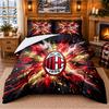 Set Biancheria da Letto 3 Pezzi Stampato Motivo AC Milan Lenzuolo Federa per Decorazione Camera da Letto